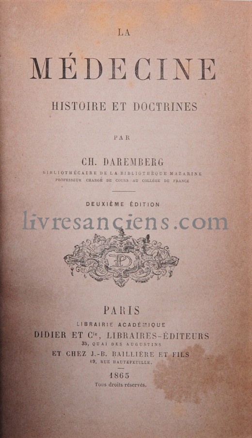 Photo DAREMBERG, Charles.&nbsp;